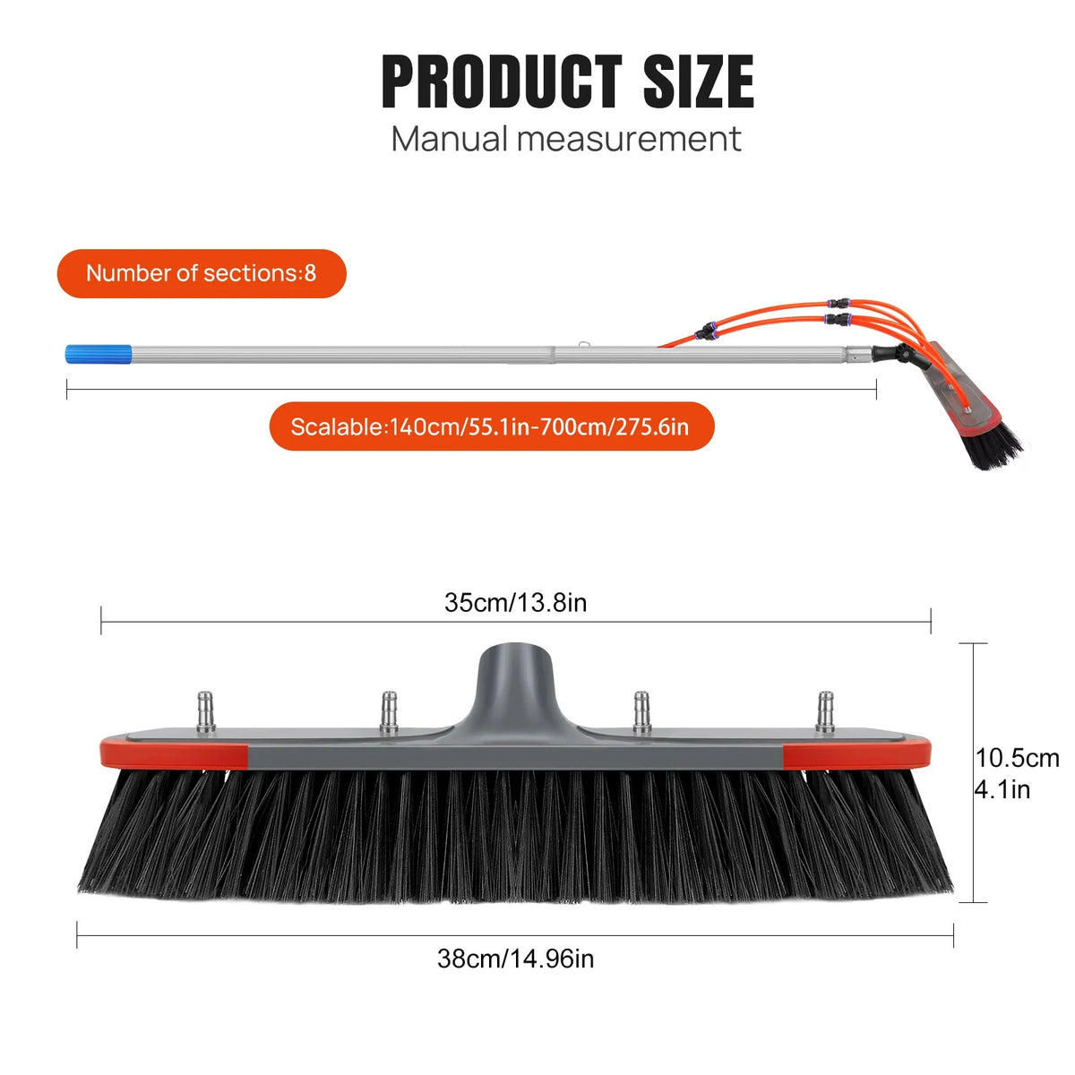 7m Telescopic Water-Fed Cleaning Brush for Windows & Solar Panels