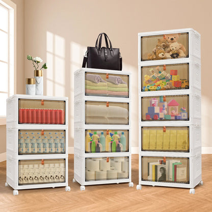 Foldable Storage Cabinet with Wheels – Stackable Organiser