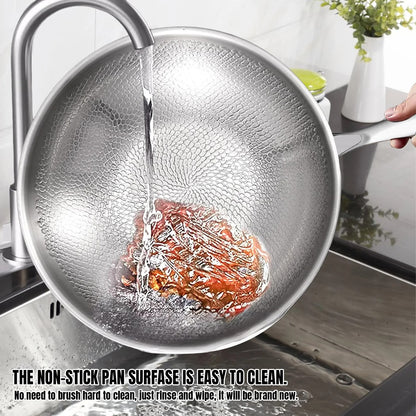 Stainless Steel Hammered Frying Pan with Glass Lid – 26cm, 28cm & 30cm