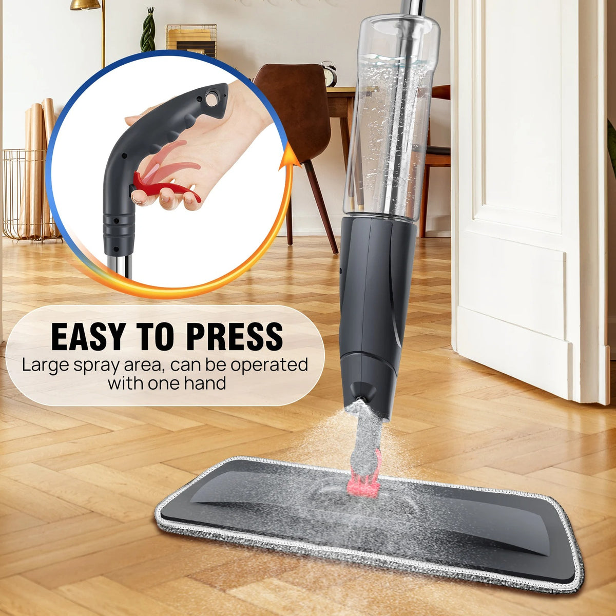 700ml Spray Mop with 3 Reusable Microfibre Pads
