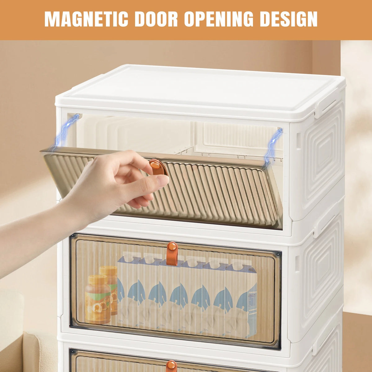 Foldable Storage Cabinet with Wheels – Stackable Organiser