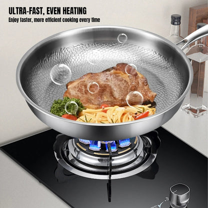Stainless Steel Hammered Frying Pan with Glass Lid – 26cm, 28cm & 30cm