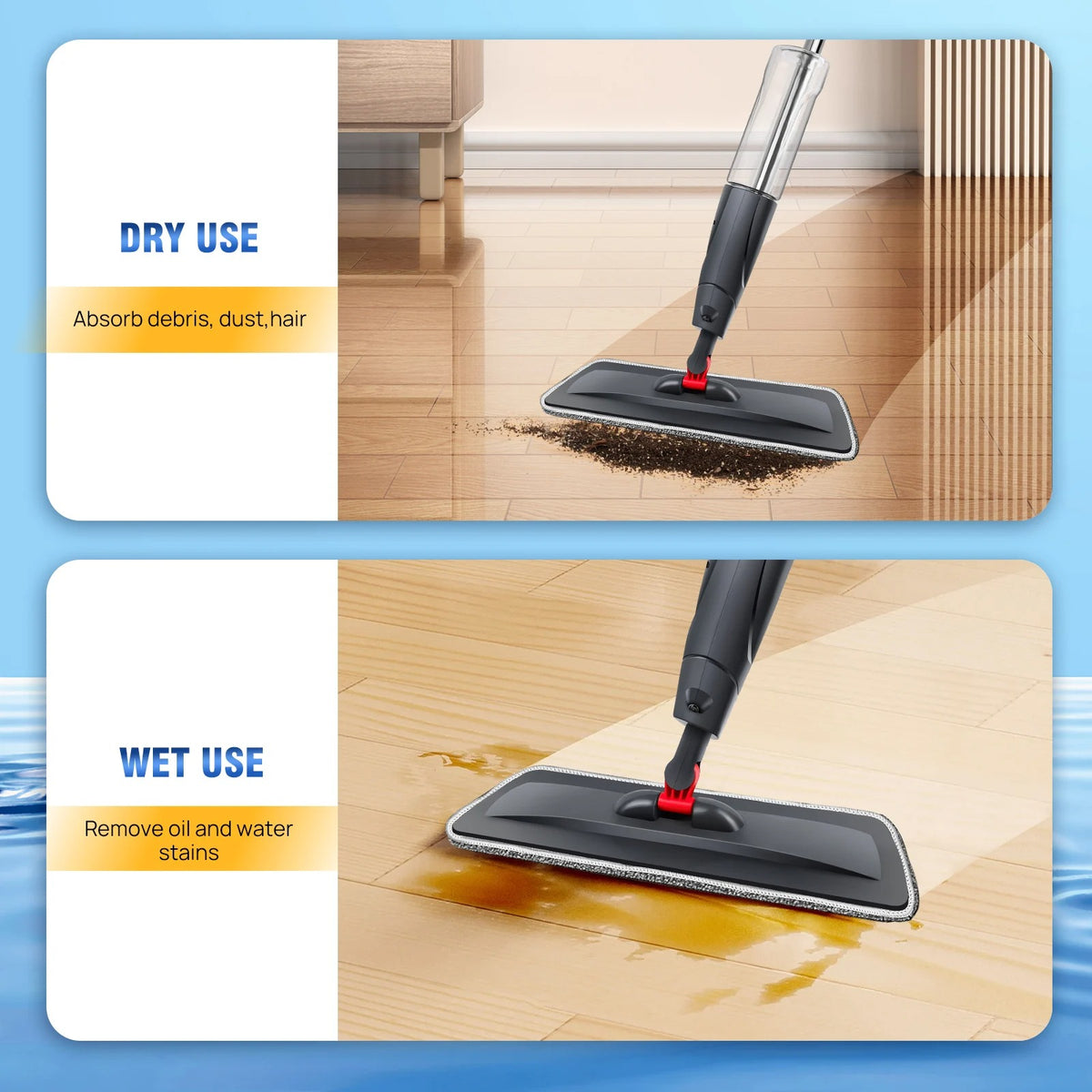 700ml Spray Mop with 3 Reusable Microfibre Pads