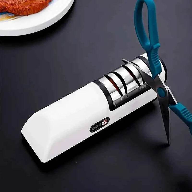 Fitzsi Essentials multifunctional sharpener gadget designed for kitchen use with integrated scissors