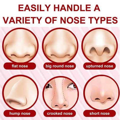 Nose clip for reshaping designed to fit various nose types including flat, round, and upturned noses