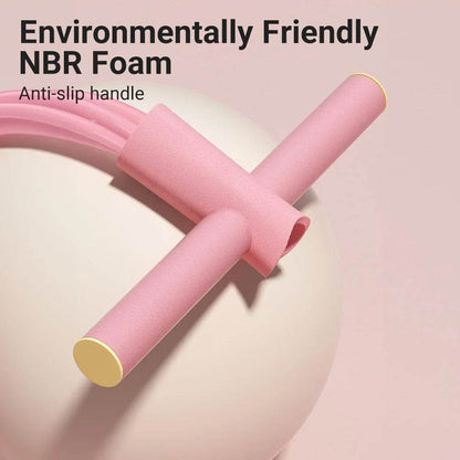 Fitzsi Essentials resistance bands workout featuring pink anti-slip handles made from eco-friendly NBR foam