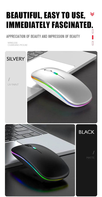 Fitzsi Essentials rechargeable Bluetooth wireless mouse in silver and black colors for easy use
