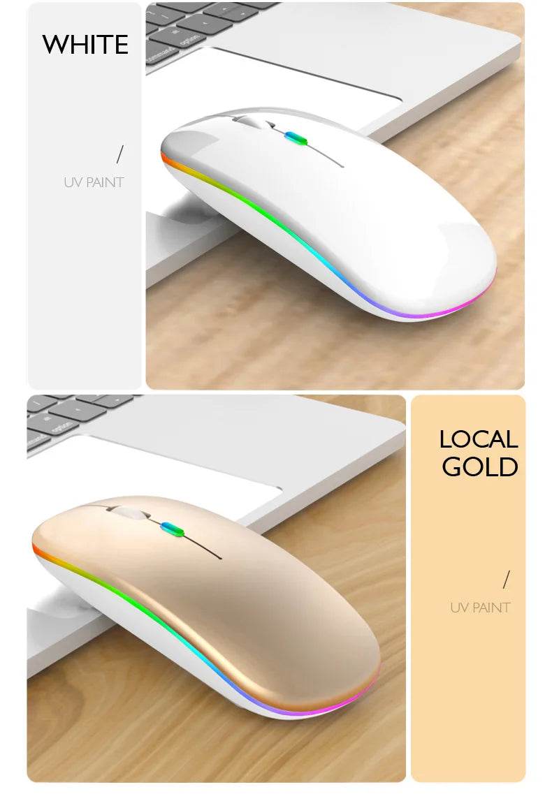 Fitzsi Essentials rechargeable Bluetooth wireless mouse in white and local gold colors, ideal for seamless connectivity