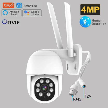 Tuya Smart Outdoor Camera with 4MP resolution and human detection for enhanced security monitoring