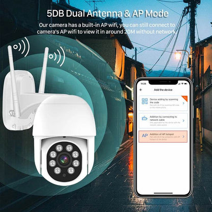 Tuya Smart Outdoor Camera with 5DB Dual Antenna and AP Mode for easy connectivity and remote viewing