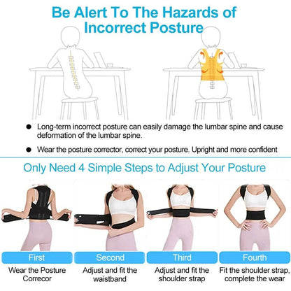 Fitzsi Essentials Adjustable Posture Corrector with easy step-by-step guide for better spinal alignment