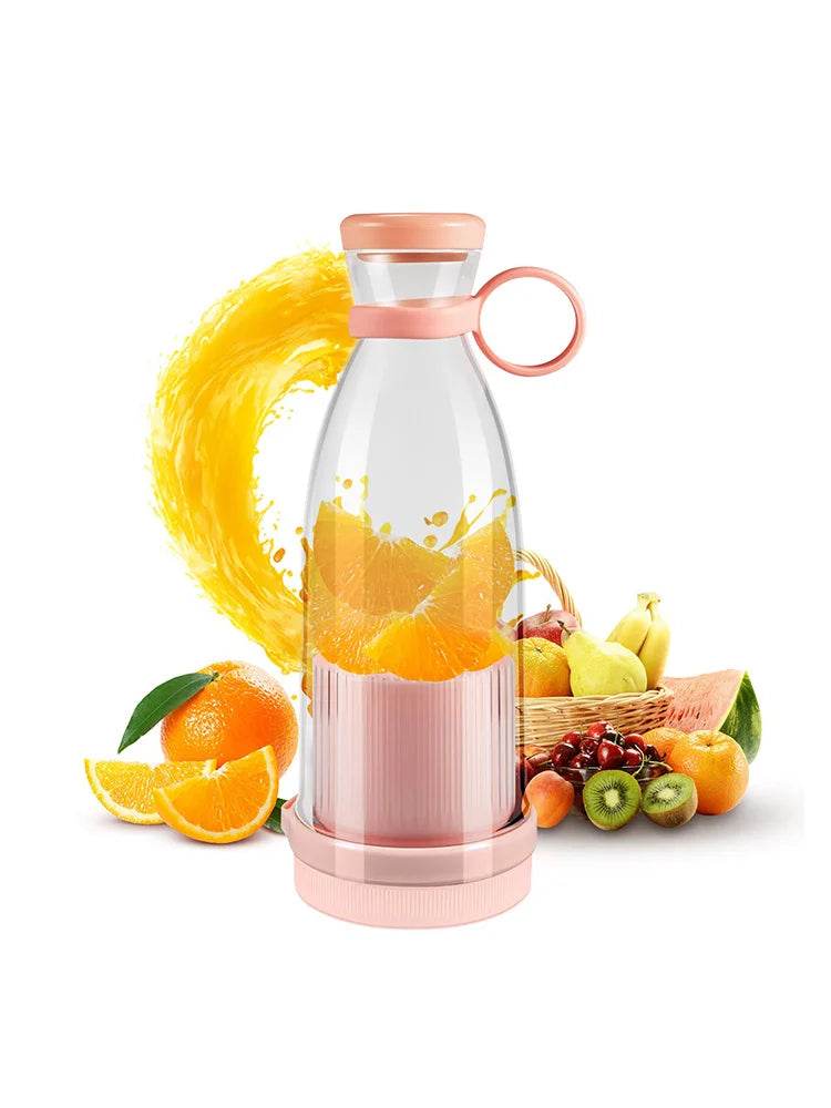 Fitzsi Essentials portable fruit juicer bottle with vibrant fruits for fresh juice on the go