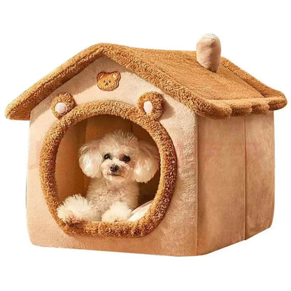 Fitzsi Essentials Washable cat and dog bed in a cozy house shape for pets to relax and play