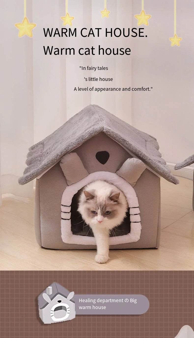 Cozy warm cat house featuring a soft design, perfect for providing a washable cat and dog bed