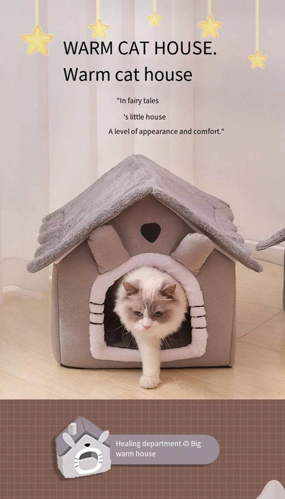 Cozy warm cat house featuring a soft design, perfect for providing a washable cat and dog bed