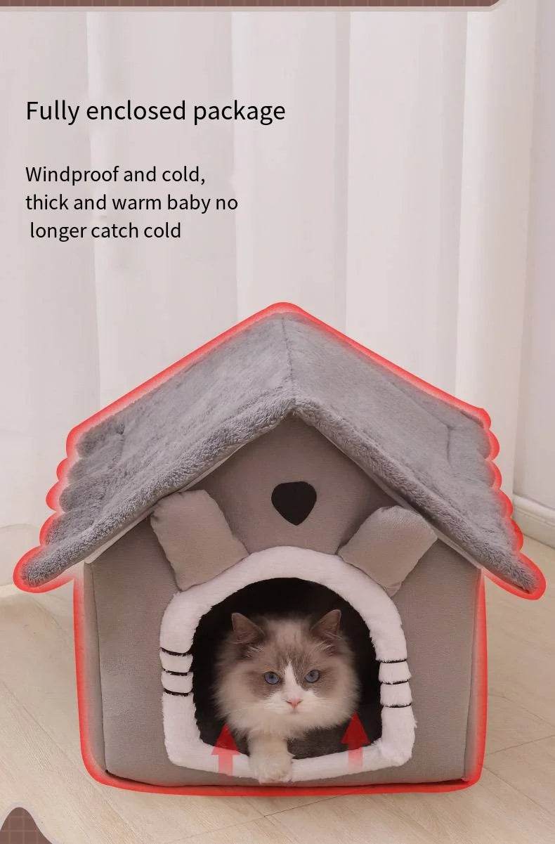 Fitzsi Essentials washable cat and dog bed in a cozy house shape for warmth and comfort