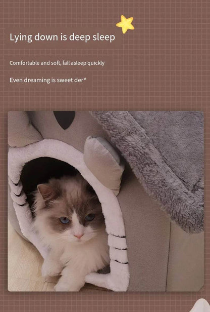 Cozy washable cat and dog bed featuring a soft, cute design for a comfortable sleeping space