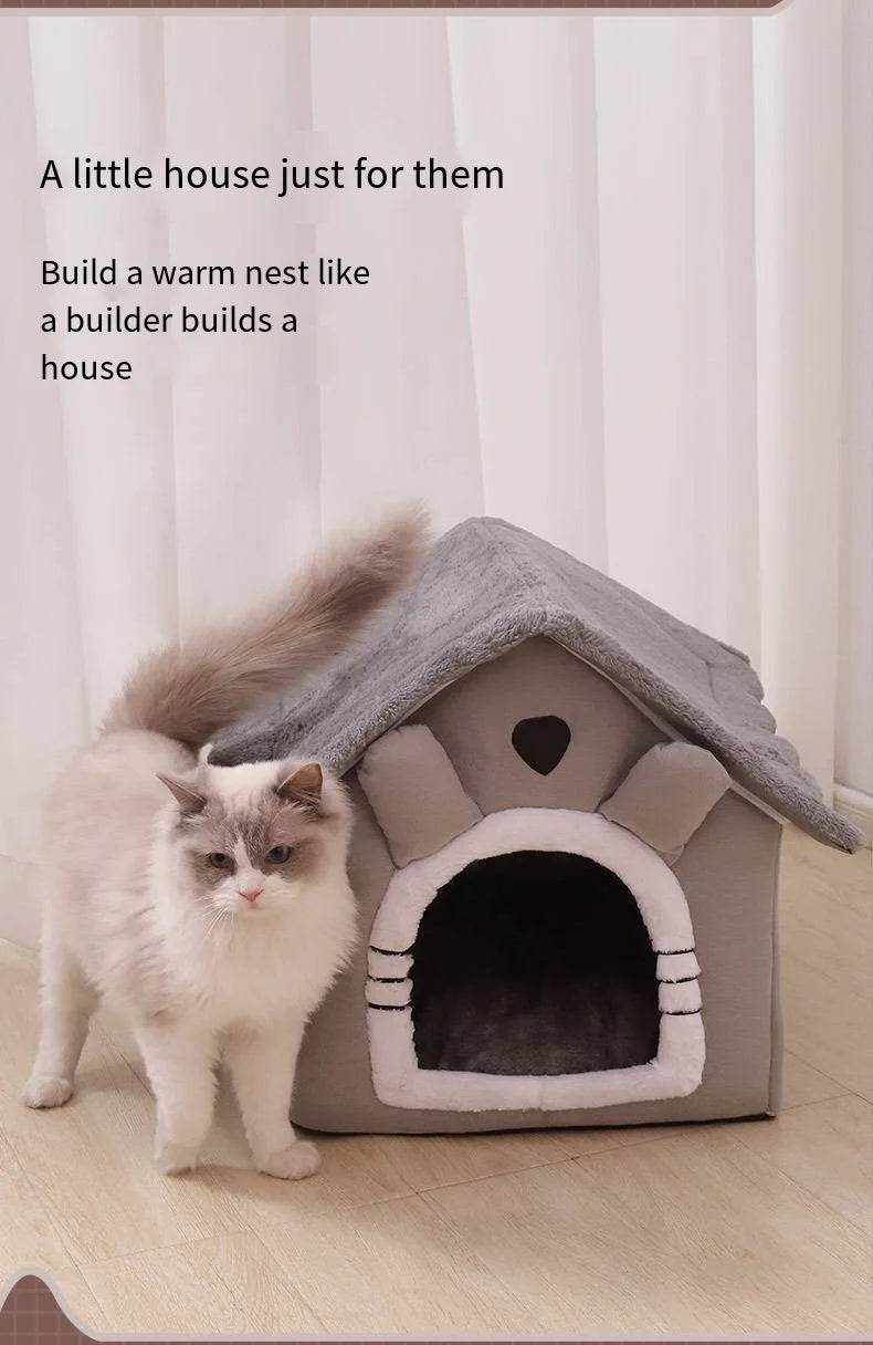 Cozy Fitzsi Essentials washable cat and dog bed shaped like a house for pets to rest comfortably